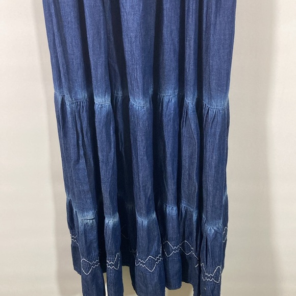 Lapis Maxi Dress Women Size S Dark & Faded Elastic Neck & Sleeves New With Tags - Picture 4 of 11